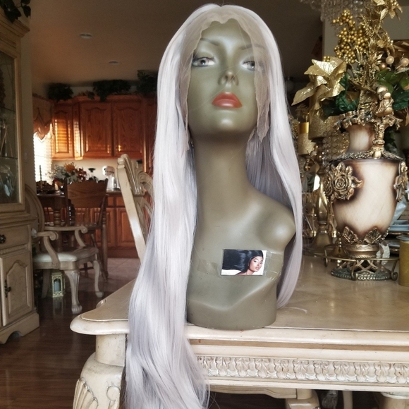 Gray Straight Lace Front Wig main image 4